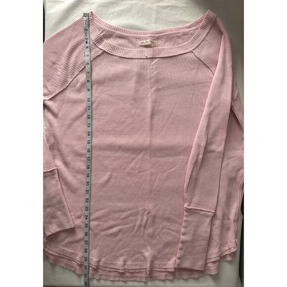Free People Snowy Thermal Oversized Shirt in Pink Women's Size M - Picture 9 of 9